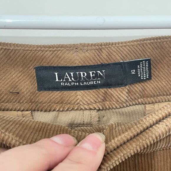 Lauren Ralph Lauren Corduroy Flare Pants Womens 12 Flat Front Slash Pocket Brown - Picture 7 of 10